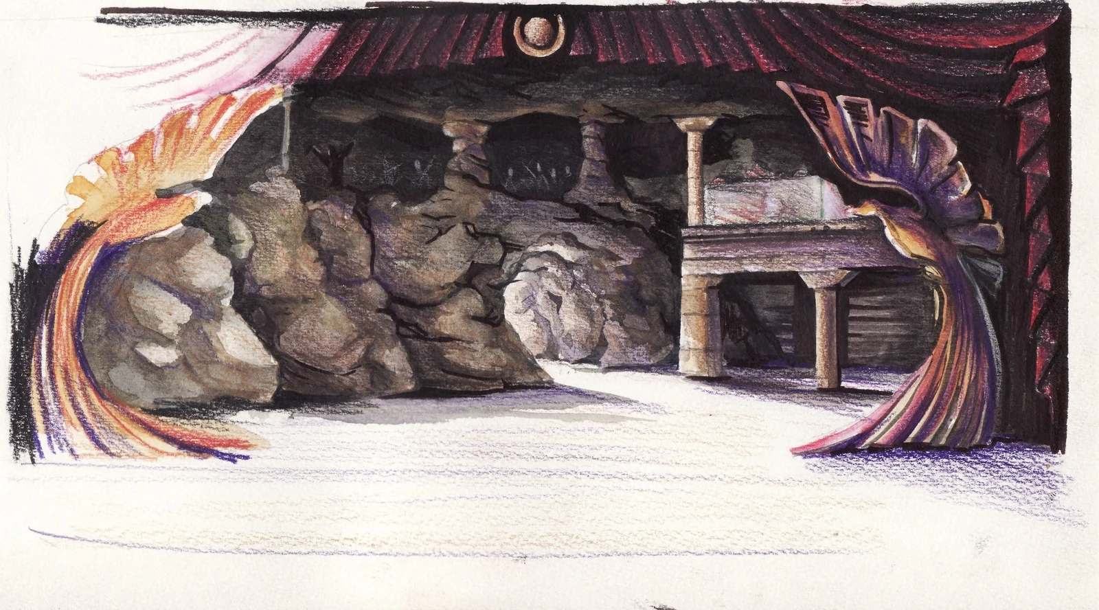 Sketch de la escenografía de She en Santa Cruz de la Sierra